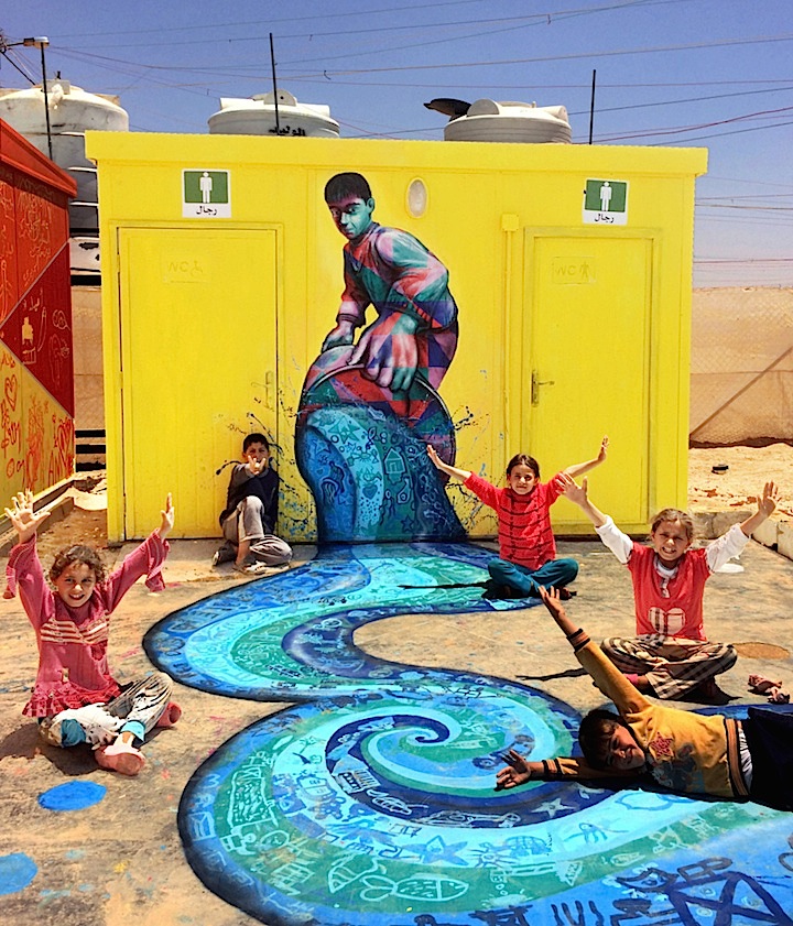Joel-Bergner-and-children-river-zaatari-mural